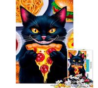 Puzzle per adulti da 1000 pezzi gatto e pizza impegnativo da completare gioco manuale difficile adatto a persone dai 14 anni in su (38x52cm)