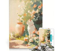 Puzzle per adulti da 1000 pezzi: Gatto in giardino, gioco pratico, analisi e logica, regalo per amici e familiari 38x52cm