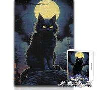 Puzzle per adulti da 1000 pezzi, gatto lupo mannaro alla luna piena, giocattolo, gioco intellettuale, sfida difficile, idee regalo, dimensioni 38x26cm