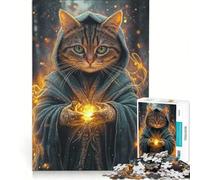 Puzzle per adulti da 1000 pezzi: Gatto mago con poteri magici gioco rompicapo difficile ideale come regalo per tutta la famiglia 38x26cm