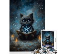 Puzzle per adulti da 1000 pezzi Gatto mistico che legge il libro degli incantesimi puzzle da 1000 pezzi giochi educativi ottimi regali e giocattoli corsa di velocità manuale (50x75cm)