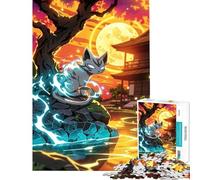 Puzzle per adulti da 1000 pezzi Gatto mistico in un giardino giapponese gioco educativo e stimolante antistress regalo divertente (dimensioni 38x52cm)