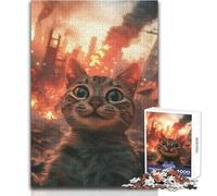 Puzzle per adulti da 1000 pezzi Gatto nella città apocalittica Perfetto per le ore di svago tranquille Giocattolo da gioco con taglio preciso di alta qualità Dimensioni 38x52cm