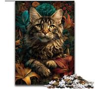 Puzzle per adulti da 1000 pezzi "Gatto nella foresta", 50x75cm, sfida per la mente, attività educativa per adolescenti