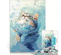 Puzzle per adulti da 1000 pezzi, gatto nell'acqua, arte digitale, gioco divertente, rilassante, per rafforzare l'amore tra le coppie 38x26cm