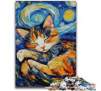 Puzzle per adulti da 1000 pezzi Gatto nero che dorme nel cielo notturno per bambini dai 14 anni in su Gioco pratico Regalo di Natale 50x75cm