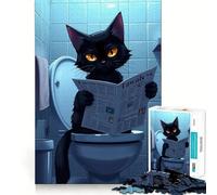 Puzzle per adulti da 1000 pezzi Gatto nero che legge il giornale Gioco di precisione,divertente e stimolante,per momenti di relax e svago,ideale per il tempo libero a tema natalizio 50x75cm