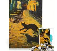 Puzzle per adulti da 1000 pezzi, gatto nero in un vicolo, gioco divertente, antistress, con pezzi a incastro di forma casuale 50x75cm
