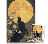 Puzzle per adulti da 1000 pezzi, gatto nero, serenata al chiaro di luna, gioco di sfida unico, decorazione artistica per la casa, regalo per compleanni, dimensioni 50x75cm