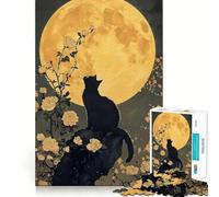 Puzzle per adulti da 1000 pezzi,gatto nero,serenata al chiaro di luna,incastro perfetto,gioco per la concentrazione,regalo,gioco per il relax,regalo di compleanno 38x26cm