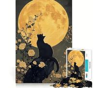 Puzzle per adulti da 1000 pezzi,Gatto nero,Serenata al chiaro di luna,Intaglio fine,Gioco stimolante e divertente,Gioco per momenti di tranquillità,Regalo di compleanno per appassionati di hobby