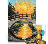Puzzle per adulti da 1000 pezzi Gatto nero su ponte di pietra Gioco di precisione,divertente per stimolare la mente,per momenti di relax e svago,ideale per il tempo libero a tema natalizio 38x52cm
