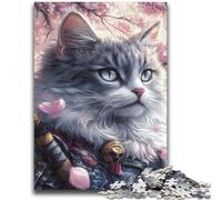 Puzzle per adulti da 1000 pezzi, gatto ninja giapponese, aiuta il cervello a esercitare i giocattoli avvincenti per coltivare la pazienza, adatti alle coppie, 50x75cm