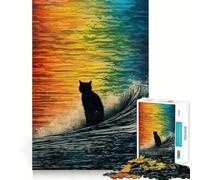 Puzzle per adulti da 1000 pezzi,gatto,onda,diviso,taglio netto,pezzo,gioco di abilità mentale,gioco per il tempo libero,pezzo artistico natalizio (38x52cm)