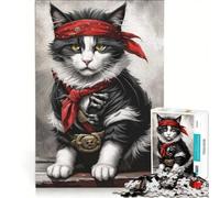 Puzzle per adulti da 1000 pezzi, gatto pirata, decorazione da parete, passatempo ideale per le vacanze in casa, gioco dal design accattivante 50x75cm
