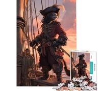 Puzzle per adulti da 1000 pezzi Gatto pirata sul ponte di una nave Giochi rilassanti che stimolano l'intelligenza e creano dipendenza Un'ottima idea regalo per tutta la famiglia (dimensioni 50x75cm)