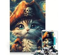 Puzzle per adulti da 1000 pezzi, Gatto Pirata Van Gogh, Gioco Rilassante, Difficile, con Poster Abbinato e Foglio di Curiosità 50x75cm