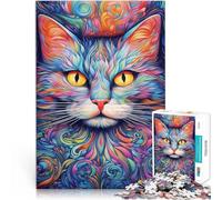 Puzzle per adulti da 1000 pezzi Gatto psichedelico astratto C Fatto di cartone per e da 14 anni in su gioco di sfida unico Offerti come regali per tutta la famiglia misurare:26x38cm