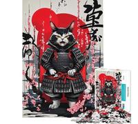 Puzzle per adulti da 1000 pezzi gatto samurai gioco giapponese per famiglie giocattolo educativo ottimo regalo per giocare vacanze a casa ammazzare il tempo (dimensioni 38x26cm)