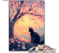 Puzzle per adulti da 1000 pezzi Gatto sotto i ciliegi in fiore Aiuta il cervello a esercitare Giocattoli avvincenti per coltivare la pazienza Un'opera d'arte 26x38cm