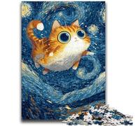 Puzzle per adulti da 1000 pezzi Gatto sotto il cielo notturno per bambini dai 14 anni in su, giocattoli da gioco perché è l'ideale come regalo per tutta la famiglia, 26x38cm