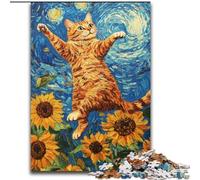 Puzzle per adulti da 1000 pezzi "Gatto sotto il cielo notturno", puzzle da 1000 pezzi, gioco di attività per famiglie per adolescenti, regalo fai da te per la casa (dimensioni 50x75cm)