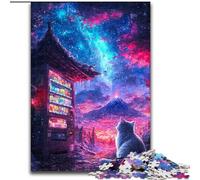 Puzzle per adulti da 1000 pezzi "Gatto sotto il Monte Fuji" in cartone,attività divertente per la casa,38x26cm,attività divertente per la famiglia,sfida per il cervello,regalo perfetto per adolescenti