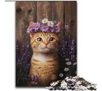 Puzzle per adulti da 1000 pezzi "Gatto tra i fiori" Puzzle per adulti 26X38cm Ideale per gli innamorati, perfetto regalo di Natale, Capodanno, San Valentino