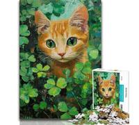 Puzzle per adulti da 1000 pezzi, gatto tra le foglie verdi, gioco educativo per famiglie, decorazione da parete, regali unici per compleanno e Natale, 75x50cm