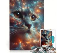 Puzzle per adulti da 1000 pezzi, Gatto tra le nuvole della nebulosa, Gioco rilassante, Difficile, con poster abbinato e foglio di curiosità 50x75cm