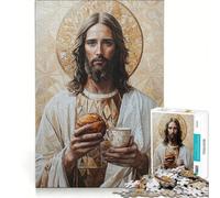Puzzle per adulti da 1000 pezzi: Gesù con pane e calice gioco interattivo taglio di precisione regalo di compleanno o per occasioni speciali 38x52cm
