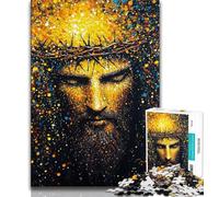 Puzzle per adulti da 1000 pezzi Gesù d'oro 1000 pezzi per adolescenti con poster abbinato e foglio di quiz per età dai 14 anni in su 75x50cm