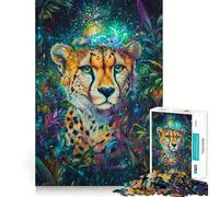 Puzzle per adulti da 1000 pezzi Ghepardo nel cosmo Gioco di precisione con intagli elaborati,stimolante per la mente,ideale per momenti di relax e tranquillità,regalo di Natale (50x75cm)