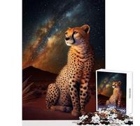 Puzzle per adulti da 1000 pezzi Ghepardo sotto un cielo stellato Puzzle da 1000 pezzi gioco impossibile regalo di compleanno vacanza a casa per passare il tempo (50x75cm)