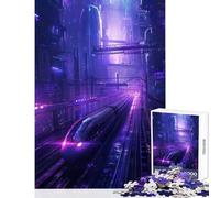 Puzzle per adulti da 1000 pezzi giocattoli antistress Purple Train City ottimo regalo per gioco educativo lista dei desideri con Babbo Natale dimensioni 38x26cm