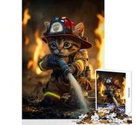 Puzzle per adulti da 1000 pezzi,giocattolo a forma di gatto pompiere,decorazione da parete,regalo divertente,gioco educativo,adatto per la decorazione del desktop,dimensioni 50x75cm