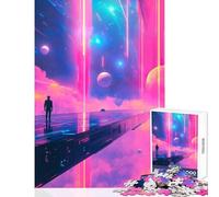 Puzzle per adulti da 1000 pezzi giocattolo da parete con passeggiata nello spazio al neon regali di Babbo Natale segreto gioco educativo aiuta a esercitare il cervello dimensioni 50x75cm