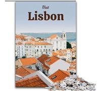 Puzzle per adulti da 1000 pezzi, gioco a quiz sulla visita a Lisbona, ideale come regalo per tutta la famiglia (50x75cm) 1000 pezzi