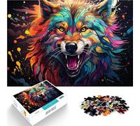 Puzzle per adulti da 1000 pezzi Gioco di riflessione colorato con un lupo demoniaco 26 x 38 cm per rafforzare l'amore tra coppie e adolescenti a partire dai 14 anni.