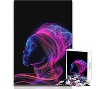 Puzzle per adulti da 1000 pezzi, gioco educativo per famiglie, donna africana al neon, un'opera d'arte, regalo per compleanni, dimensioni 50x75cm