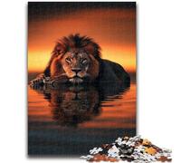 Puzzle per adulti da 1000 pezzi, gioco educativo per famiglie, leone africano notturno, ideale come regalo per tutta la famiglia dai 14 anni in su, 26x38cm