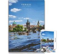 Puzzle per adulti da 1000 pezzi, gioco educativo per famiglie, Praga, decorazione perfetta, opera d'arte, regalo, dimensioni 50x75cm