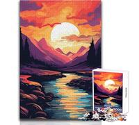 Puzzle per adulti da 1000 pezzi, gioco educativo per famiglie, valle astratta, alba, un'opera d'arte, regalo per compleanni, dimensioni 50x75cm