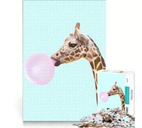 Puzzle per adulti da 1000 pezzi: Giraffa che soffia una bolla di gomma, gioco rompicapo, difficile, ideale come regalo per tutta la famiglia 50x75cm