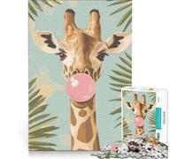 Puzzle per adulti da 1000 pezzi: Giraffa che soffia una bolla di gomma, gioco rompicapo, difficile, ideale come regalo per tutta la famiglia 50x75cm