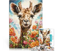 Puzzle per adulti da 1000 pezzi Giraffa felice Fatto di legno,Adatto a partire dai 14 anni Giocattoli educativi Regalo divertente。misurare:50x75cm/19.68x29.52pollice