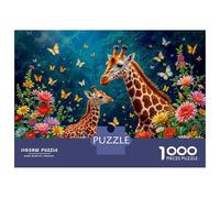 Puzzle Per Adulti Da 1000 Pezzi Giraffe Family in Garden Puzzle Per Adulti Gioco Pratico Difficile Difficile Regali Unici Per Compleanno E Natale 52x38cm/1000pcs