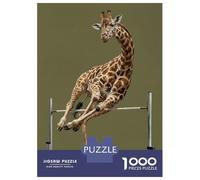 Puzzle Per Adulti Da 1000 Pezzi Giraffe Jumping over A Hurdle Puzzle Per Adulti Gioco Rompicapo Regali Per Donne Attività Divertenti A Casa 70x50cm/1000pcs