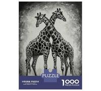 Puzzle Per Adulti Da 1000 Pezzi Giraffe Pair in Black And White Puzzle Per Adulti Giochi Rilassanti Gara Di Velocità Delle Mani Attività Divertenti A Casa 38x26cm/1000pcs