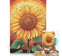 Puzzle per adulti da 1000 pezzi Girasole al tramonto ︰ Vetrate artistiche giochi rilassanti passatempo ideale per le vacanze a casa regalo perfetto per gli appassionati di videogiochi 50x75cm